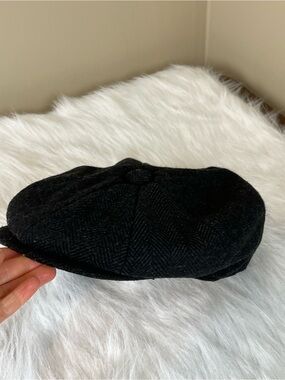 Peaky Blinders Black Grey Heringbone Wool Newsboy Cap XL